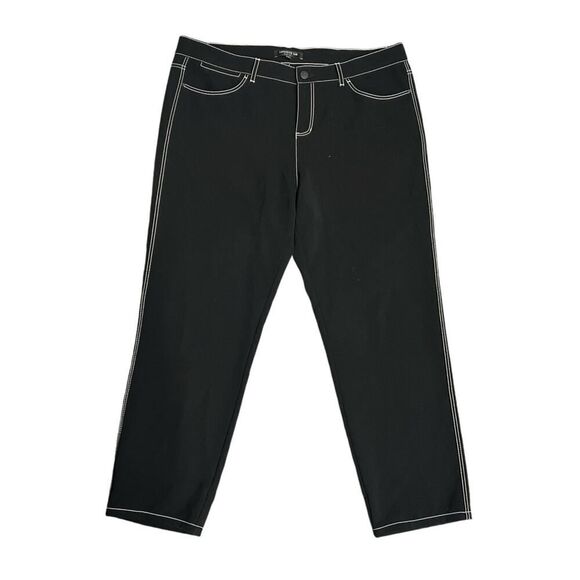 Lafayette 148 Pants 10 Black White Stitch Stretch Slacks 10